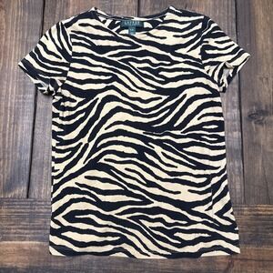 Women's Lauren Ralph Lauren Petites Animal Print Short Sleeve T-Shirt‎ PP